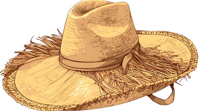 recommend clip art: Wide-Brimmed Straw Hat, Summer Sun Protection, Rustic Farm Style