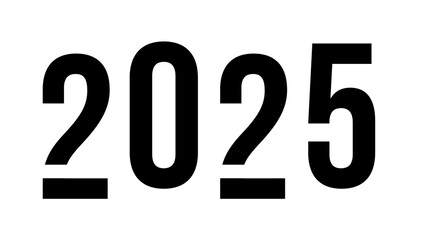 Typography number 2025. Design banner posters, stickers, cards 2024. Suitable as printed images on diary covers, t shirts, mugs, etc. Black and white theme. 