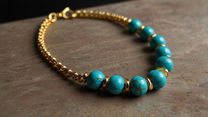 Obraz premium Luxurious Gold Necklace with Turquoise Stones V2