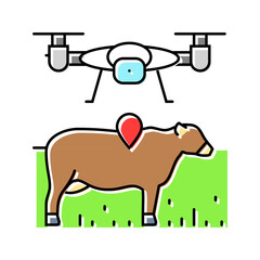livestock monitoring robot harvests color icon vector. livestock monitoring robot harvests sign. isolated symbol illustration