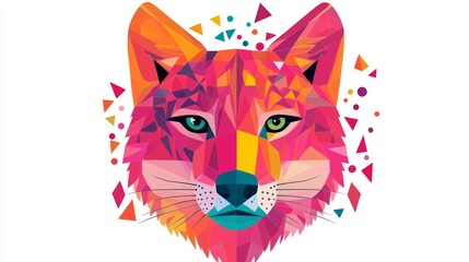 Obraz premium Geometric wolf head, vibrant colors, polygonal style.