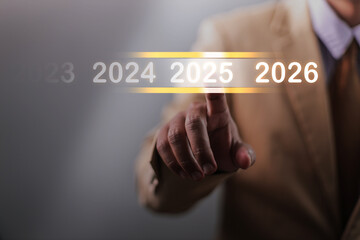 Happy New Year 2025 , Finger Touching on a Virtual Screen 2025