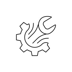 Outline icon Gear for Spanner, the mechanism being repaired or adjusted.