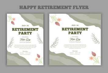 Happy retirement lunch party invitation flyer design template 
