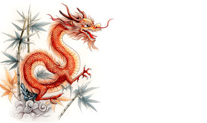 Fototapeta premium Vibrant Chinese Dragon Doodles, Playful and Whimsical 2D Illustrations for Posters, Tags, and Banners