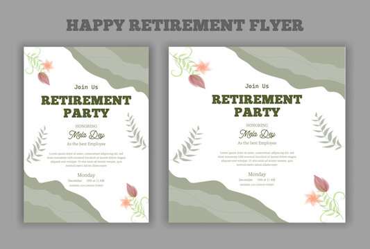 Happy retirement lunch party invitation flyer design template 
