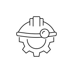 Outline icon Safety Helmet for Spanner, symbolizes safe work.