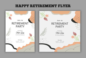 Happy retirement lunch party invitation flyer design template 
