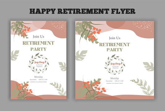 Happy retirement lunch party invitation flyer design template 
