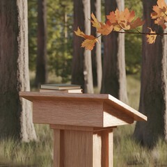 bird feeder in autumn forest