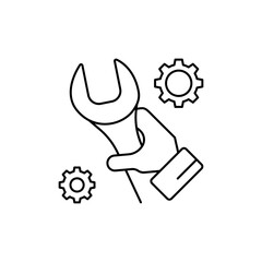 Outline icon Repair for Spanner, indicating maintenance or care.