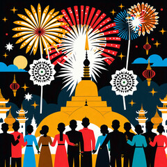 Celebration of Unity and Diversity with Fireworks and Cultural Heritage