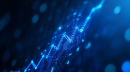 Obraz premium Blue Hue Growth Chart Financial Trend Futuristic Digital Upward Artwork Photo