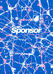 Prematch Football Jersey with Abstract Cracking Pattern in Blue White and Pink