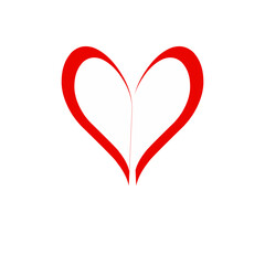 Illustration of love in various shapes in red and white 