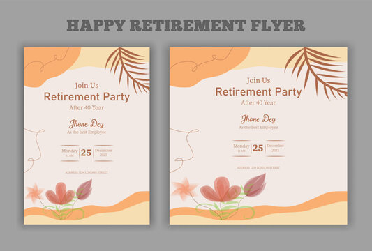 Happy retirement lunch party invitation flyer design template 

