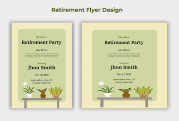 Happy retirement lunch party invitation flyer design template 
