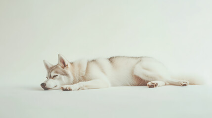 Cute puppy resting calmly indoors minimalist style serene environment captured from above for seo impact