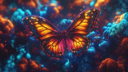 Glowing Butterfly in Vivid Colors