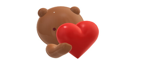 입체 하트 곰