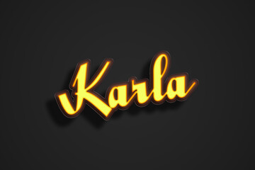 Yellow Neon Light Text Effect of Afrikaans name Karla on black background.