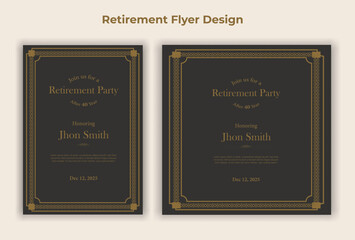 Happy retirement lunch party invitation flyer design template 
