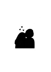 silhouette of a couple in love transparent