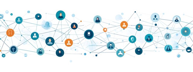 A digital banner featuring the concept of global business, showcasing interconnected networks and globe icons in light blue tones with dynamic network connections,


