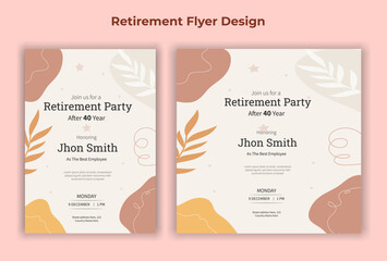Happy retirement lunch party invitation flyer design template 
