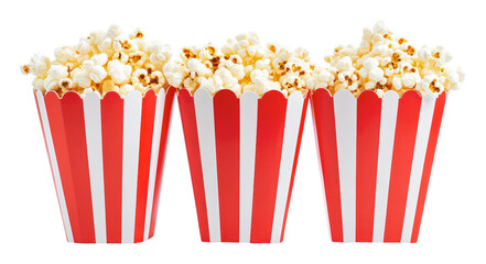 Classic popcorn containers ready for a movie night, cut out - stock png.