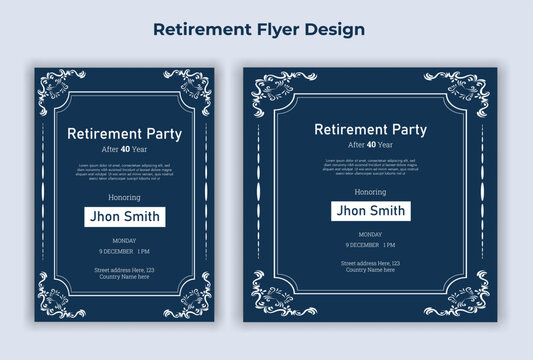 Happy retirement lunch party invitation flyer design template 
