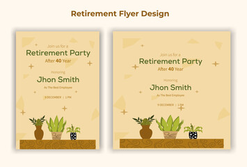 Happy retirement lunch party invitation flyer design template 
