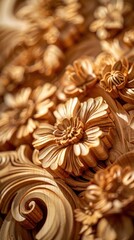 Fototapeta premium Captivating close up view of a lush golden floral arrangement featuring intricate organic patterns and textures This image exudes a sense of elegance luxury and natural beauty