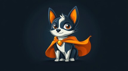Obraz premium A cute cartoon dog in a superhero cape, exuding charm and playfulness.