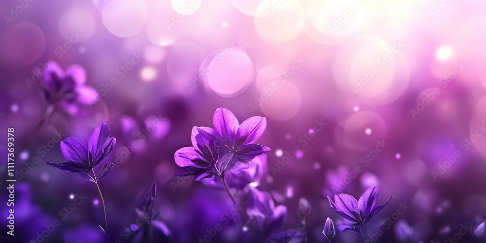 Poster Blurred purple bokeh creates a stunning nature background, enhancing the beauty of the scene with its vibrant purple tones and soft out of focus elements, ideal for various creative projects.