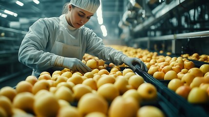 Fruit processing action factory production line industrial environment