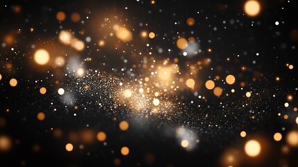 Naklejka premium Mesmerizing Abstract Bokeh Lights in Golden and Yellow on Black Background : Generative AI