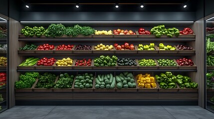 Urban grocery store close-up of fresh produce and healthy choices