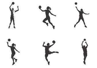 Silhouette of people playing volleyball