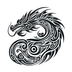 Fototapeta premium AI Generate of Dragon Shape in Maori Art style isolated in white