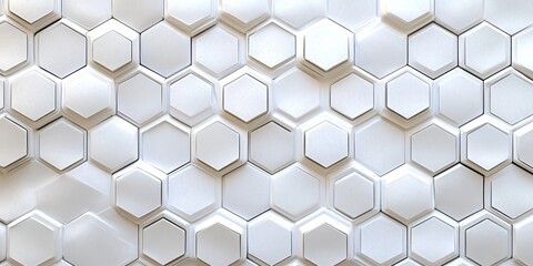 Fototapeta premium A clean and simple white texture pattern featuring hexagons creates a visually appealing background perfect for various design projects requiring a hexagon motif.