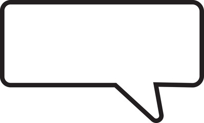 Pixel speech bubble icon. Text box Sticker for social network chats and games. Vector illustration in trendy black outline art style. Empty rectangular template isolated on transparent background.