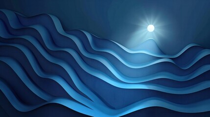 Ethereal Wavy Gradient Landscape with Serene Celestial Elements  Stunning abstract digital art depicting a tranquil coastal scene with fluid