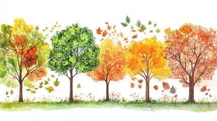 Naklejka premium National Tree Week Celebrating the Vitality of Trees Vibrant autumn transition showcasing colorful seasonal changes in trees