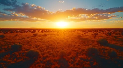 Sunset over the Outback with an Australian flag flying high, symbolizing unity and pride on Australia Day