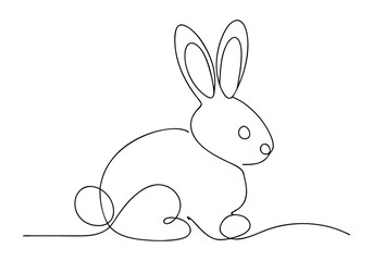 Fototapeta premium Continuous One-Line Drawing of a Rabbit - Minimalist Animal Design