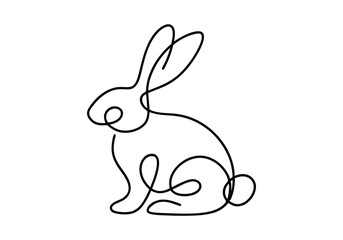 Continuous One-Line Drawing of a Rabbit - Minimalist Animal Design
