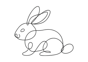 Continuous One-Line Drawing of a Rabbit - Minimalist Animal Design