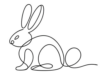 Continuous One-Line Drawing of a Rabbit - Minimalist Animal Design