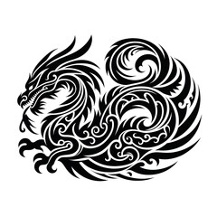 AI Generate of Dragon Shape in Maori Art style isolated in white